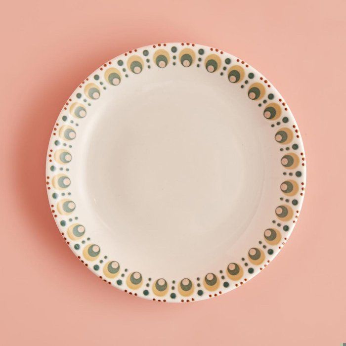 Assiette plate - Roby - 21 cm - Porcelaine - Couleurs contrastées - Bords renforcés