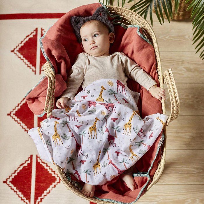Mélange de brochet en mousseline - Nakia - 90x100 cm - 100% coton - Certifié OEKO-TEX - Lavable à 30°
