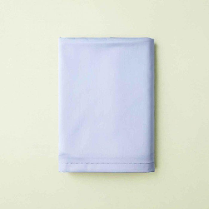 Drap de lit double en satin de coton 100% bleu clair (240x260 cm)