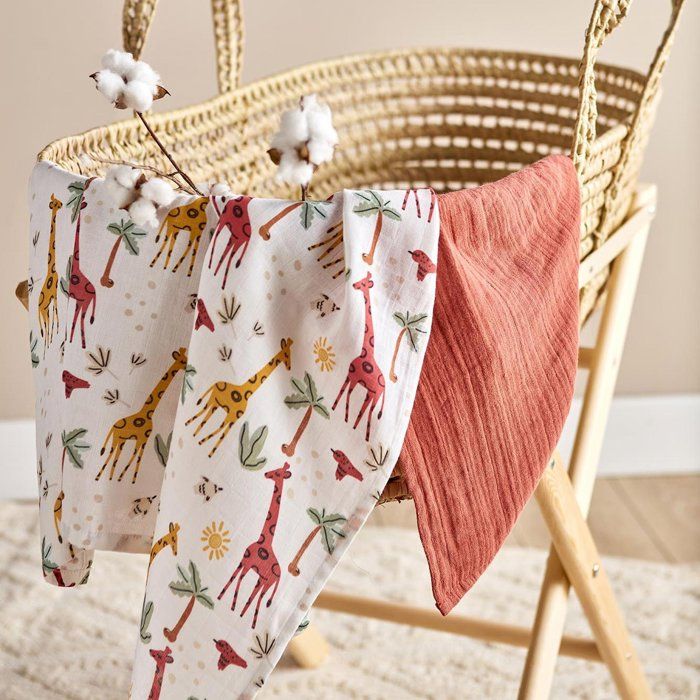 Ensemble de housses en mousseline Nakia 100% coton, mélange de 2 pièces (65x65 cm)
