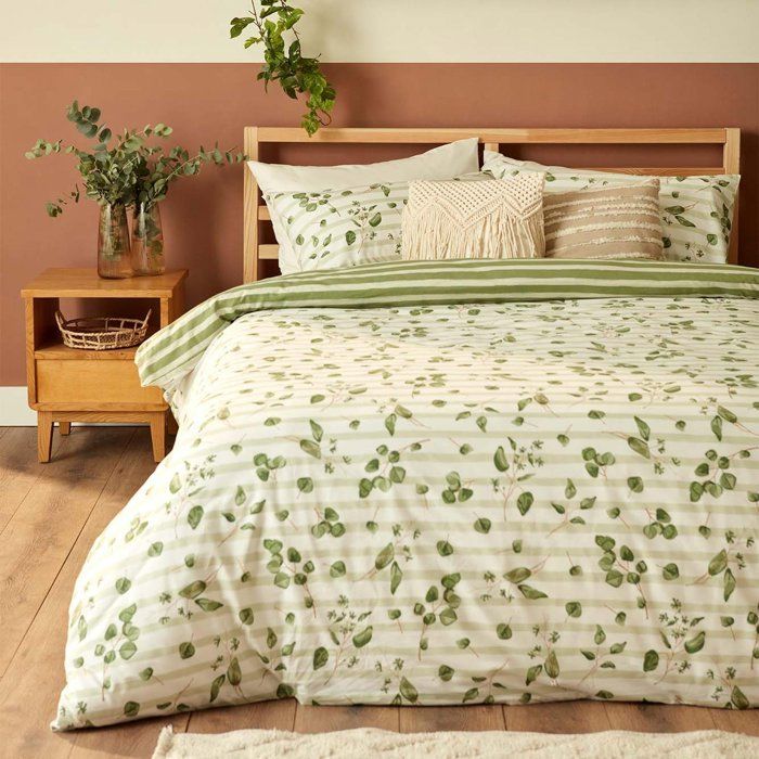 Parure de lit 100 % coton Ranforce Eucalyptus King Size Vert (240 x 220 cm)
