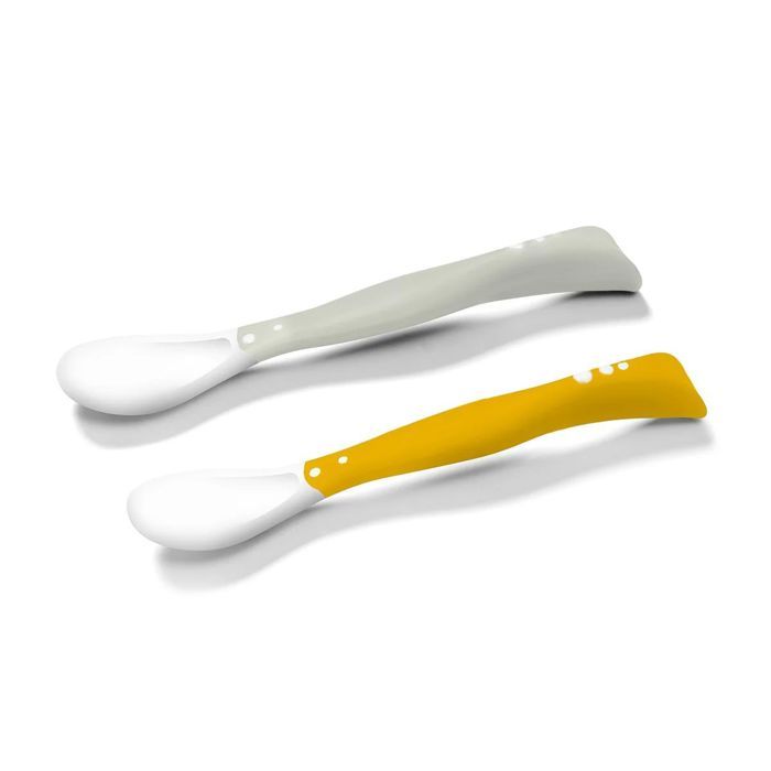 CUILLÈRES ÉLASTIQUES POUR BÉBÉ GRIS-JAUNE 2 PCS 1