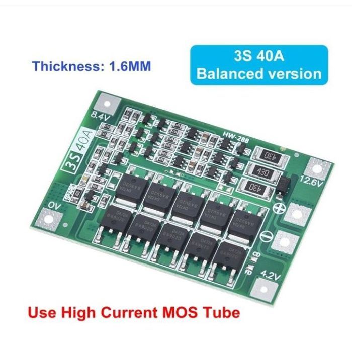 Carte de protection du chargeur de batterie au lithium, BMS 3S 12V 40A Balance