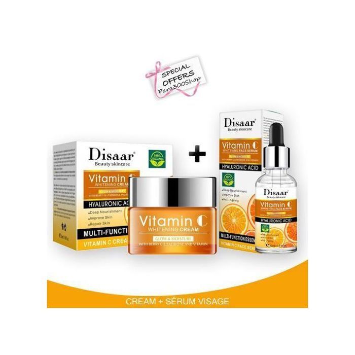 Disaar Pack 2 Pcs -1 Crème Pour Le Visage +1 Sérum Blanchissant Vitamine C