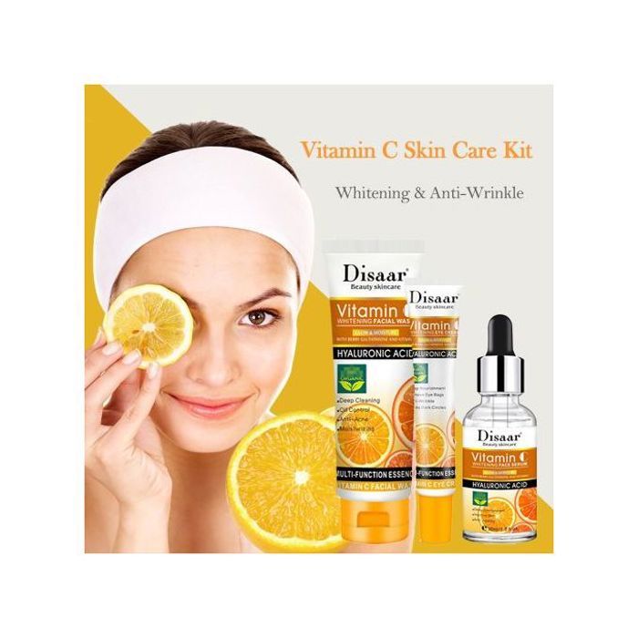 Disaar Pack soins visage crème éclaircissante pour les yeux nettoyant visage sérum visage à la vitamine C