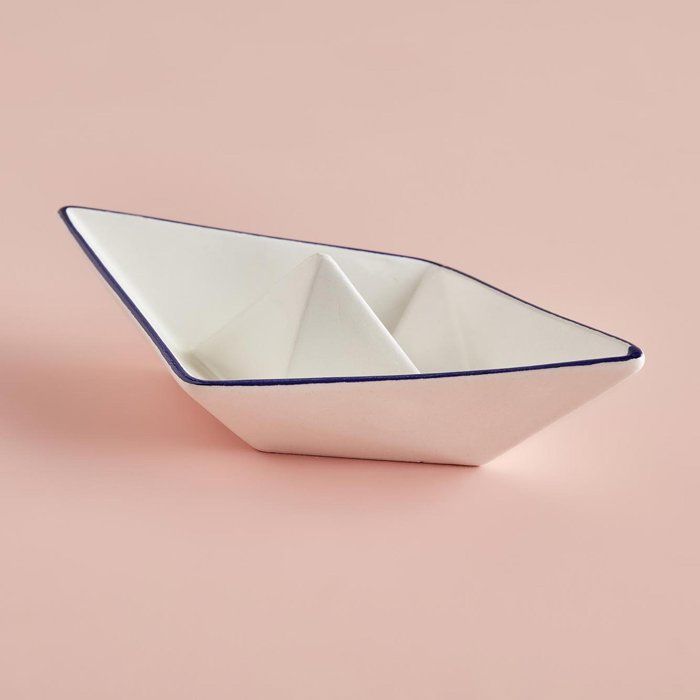Kayak Petite Assiette de Présentation Blanc-Bleu Marine (22 cm)