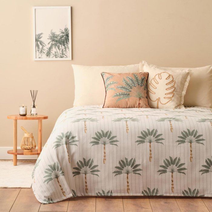 Palmera 100% Coton Piqué Imprimé Unique Vert (150x220 cm)