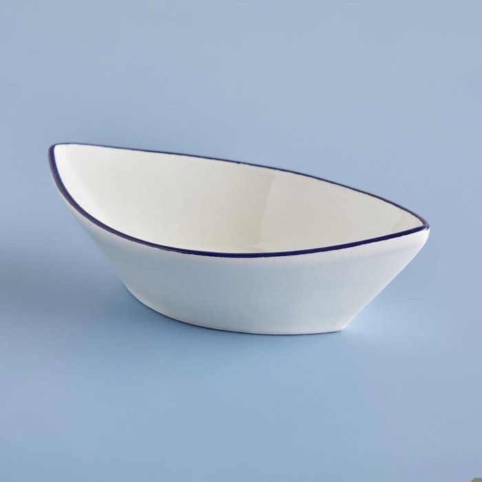 Sandal Grande Assiette de Présentation Blanc-Bleu Marine (34 cm)