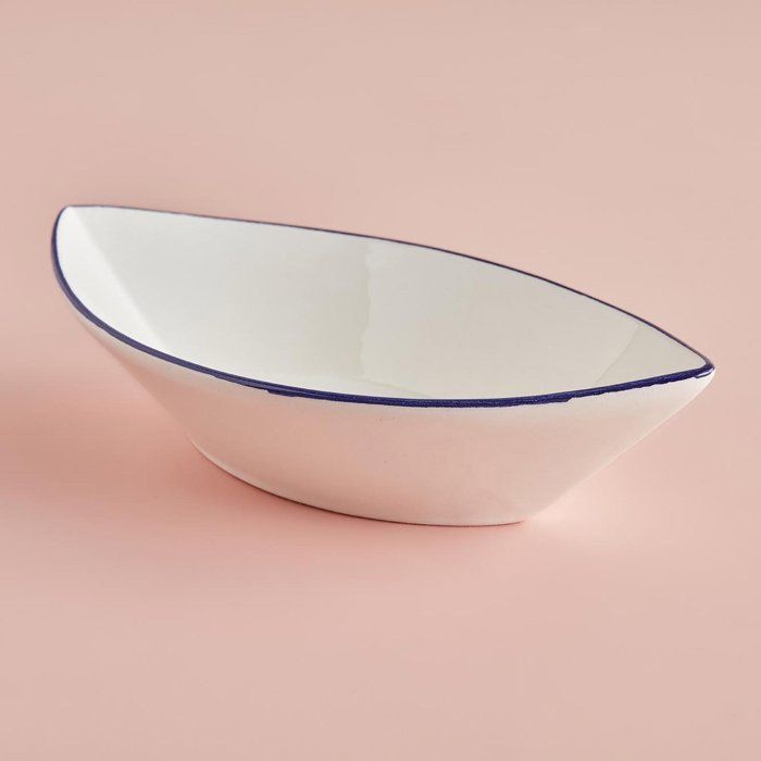 Sandal Petite Assiette de Présentation Blanc-Bleu Marine (16 cm)