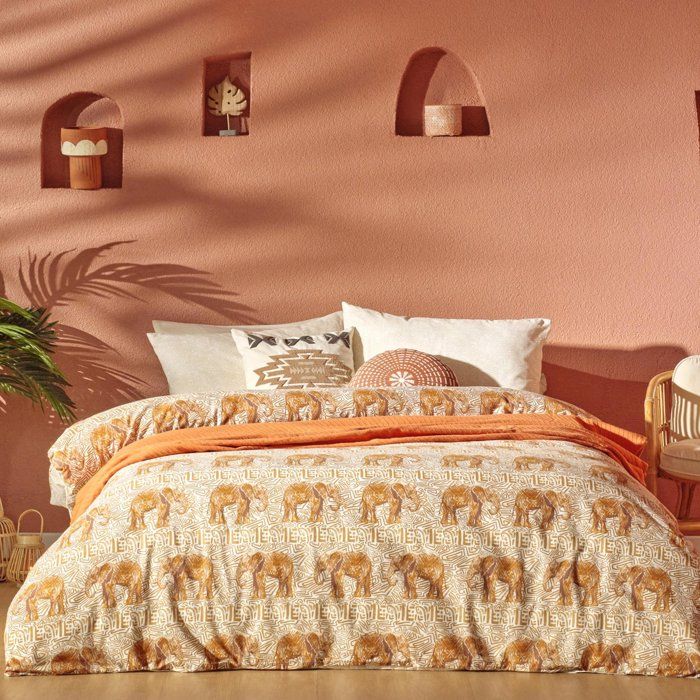 Housse de couette - Marlin - 160x220 cm - 100% coton - Satiné - Marron