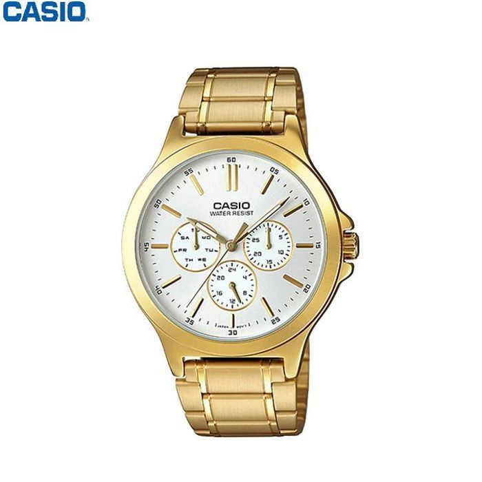 CASIO- Montre Femme Triple Quartz - LTP-V300G-7AUDF, Bracelet en Acier Inoxydable Doré