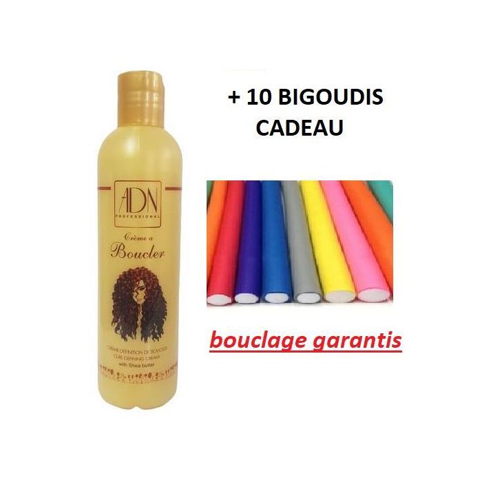 ADN Crème boucles cheveux avec beurre de karité + 10 bigoudis
