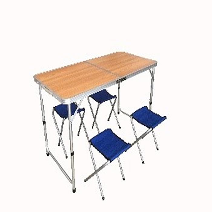 SET TABLE CAMPING 120X60X70CM + 4 CHAISES