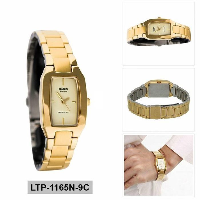 Montre Femme Casio Quartz Analogique – Bracelet Acier Inoxydable Doré – Cadran Rectangulaire Or – Réf. LTP-1165N-9CRDF