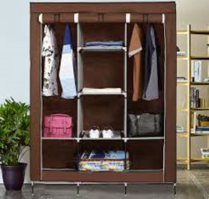 Armoire de Penderie en tissu Grande Taille Pour Rangement de Vêtements. Couleur: Marron foncé