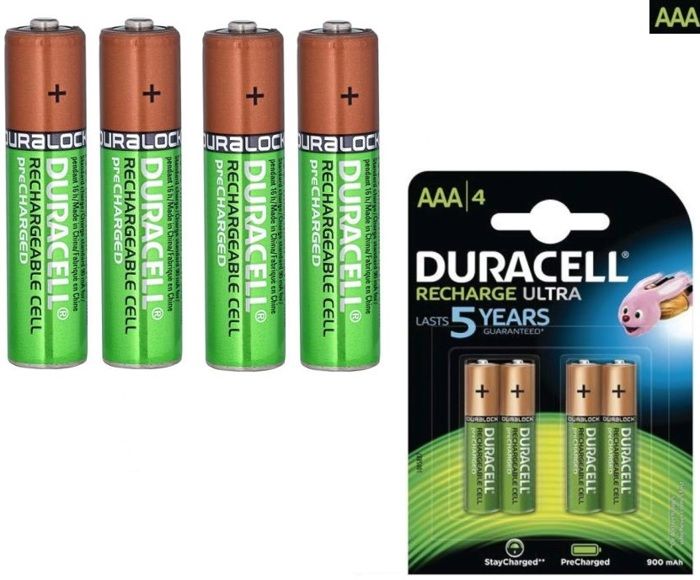 Duracell Lot de 4 Batterie Rechargeable Ultra 900mAh Pro pile prechargée AAA (Ni-MH)x4