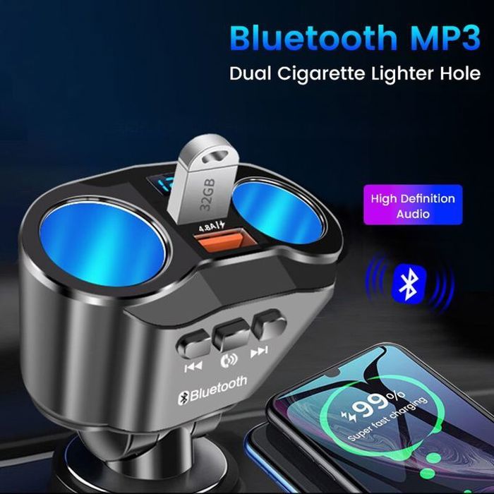 Adaptateur de chargeur de voiture avec affichage numérique,66W QC3.0 + graphite A,12V/24V
