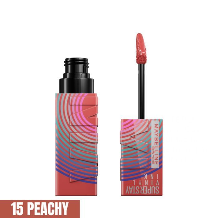Rouge à Lèvres Liquide - Effet Vinyl Brillant -EDITION LIMITEE MUSIC - SuperStay Vinyl Ink - Teinte : 15 PEACHY