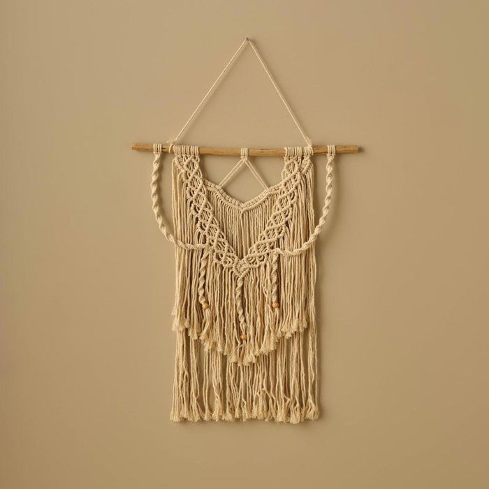 Ashle Décoration murale en macramé Naturel (50 x 60 cm)