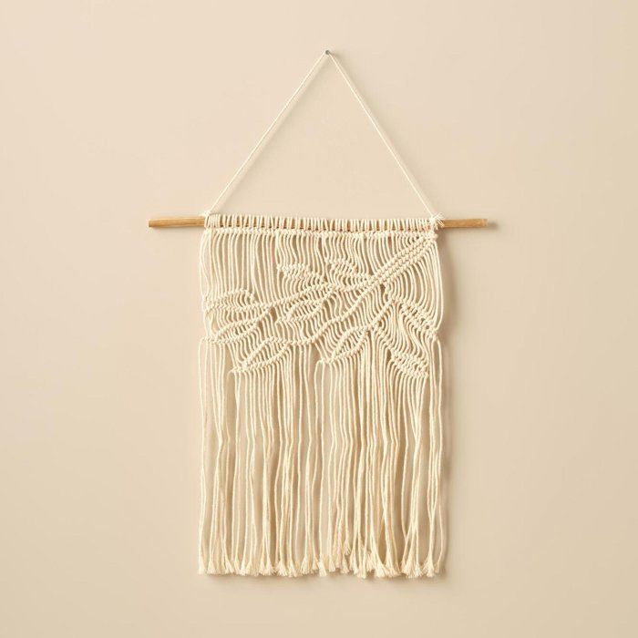 Ornement mural en macramé feuille naturel (50x50 cm)