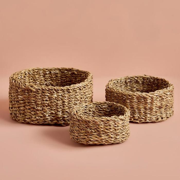 Panier rond en osier Pietra naturel (30x12 cm)
