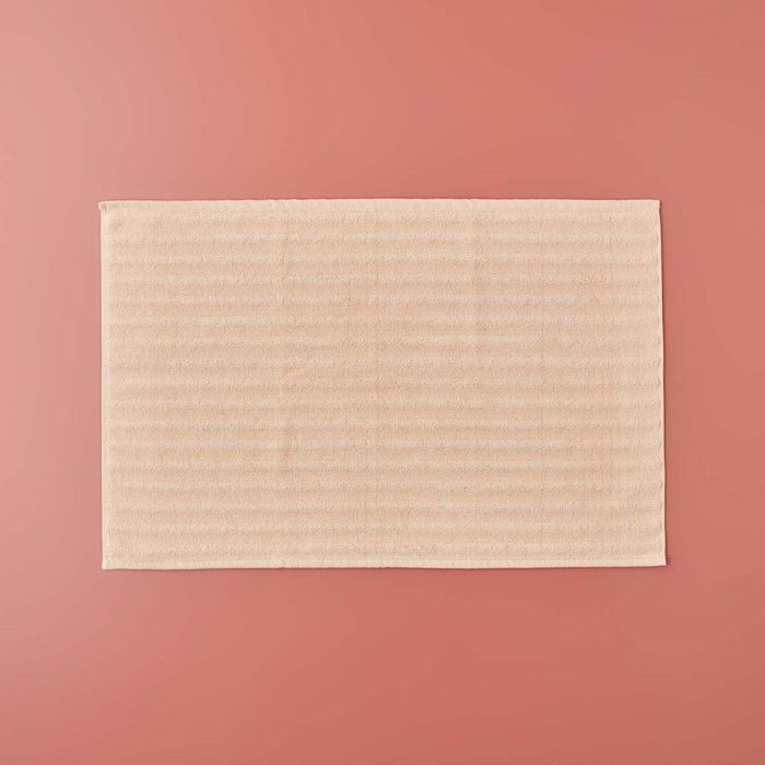 Serviette de pied ondulée 100% coton saumon (50x80 cm)