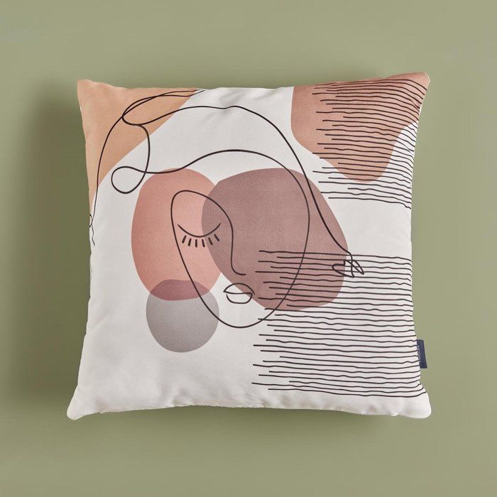 Housse de coussin décorative Face Line Beige (43x43 cm)