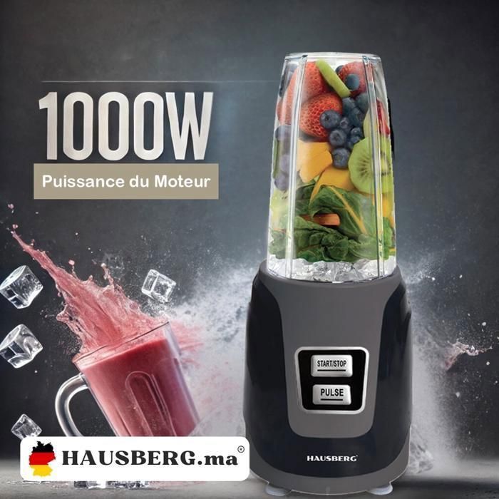 Hausberg HB-7675NG Ensemble Blender Électrique Avec Pichet (1000W, 220-240V, 50/60Hz)