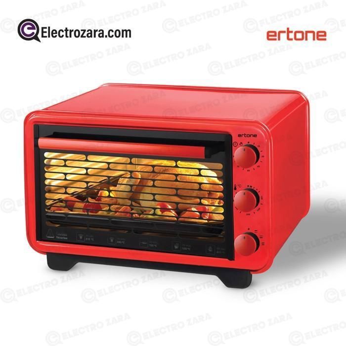 Four Ertone ERT-MN 9060RS Mini-Four Électrique Rouge - 36L, 1420W, Thermostat et Minuterie Réglables