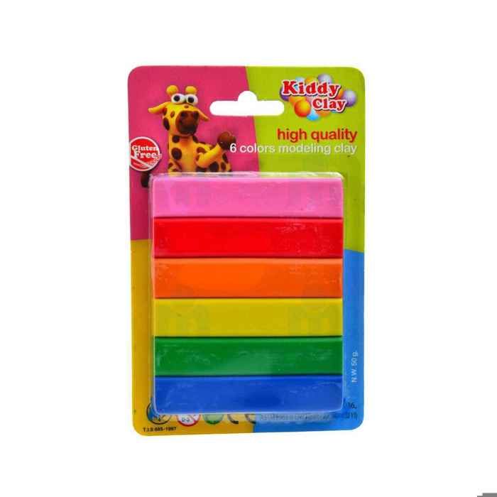Pâte à modeler 6 couleurs 50g - KIDDY CLAY