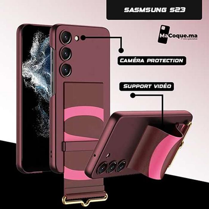 BORDEAUDragonne Coque Samsung S23 normal Bracelet Elastique Béquille UltraMince