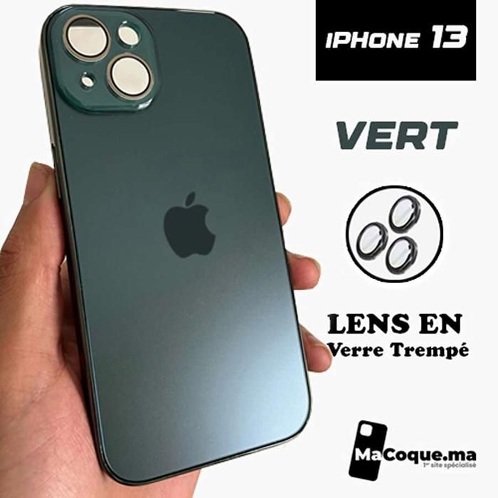 VERT COQUE IDENTIQUE A VOTRE iPHONE 13 normal / GLASS LENS