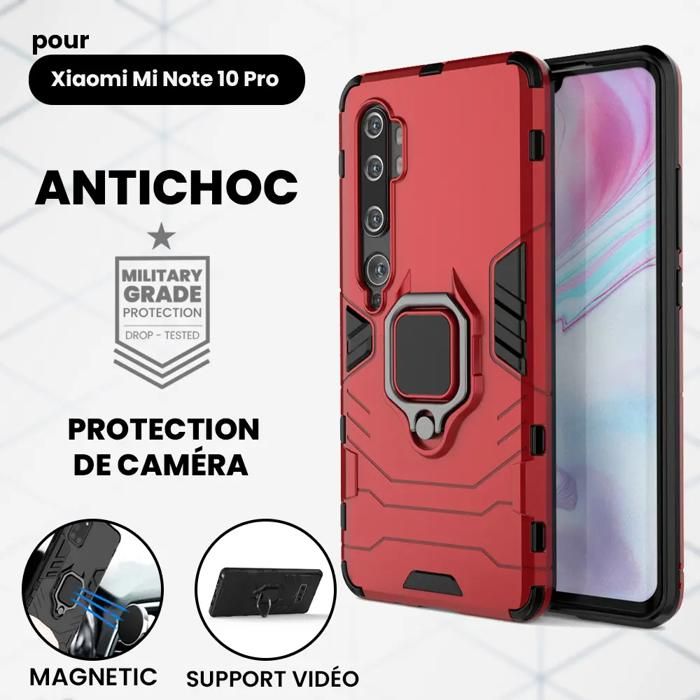 Xiaomi Mi Note 10 Antichoc Rouge Etui/Pochette Magnétique