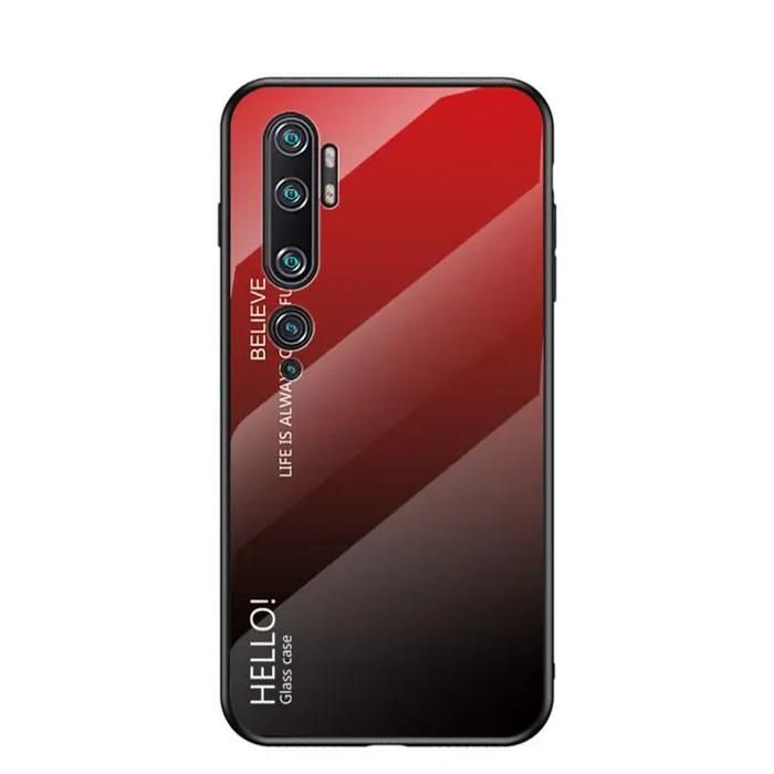 Xiaomi MI Note 10 Coque en Verre Trempé Etui Luxueux Pochette Anti-Choc MI Note10 Rouge