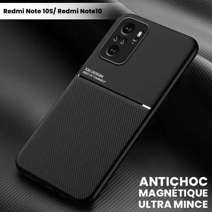 Pochette Redmi Note 10s/Redmi Note 10 4G Coque Magnétique en Cuir PU Ultra Mince Antichoc Couleur Noir