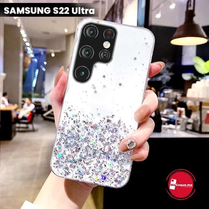 Pochette Samsung S22 Ultra Scintillante,&amp; Brillante Transparente