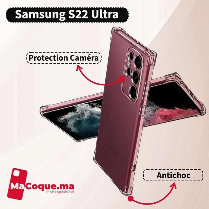 Coque Samsung S22 Ultra Transparente Antichoc avec Protection Caméra
