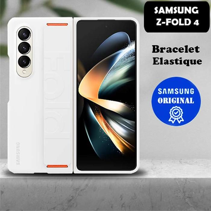 ORIGINAL SAMSUNG BLANC Coque Samsung Z-Fold 4 Evec Bande elastique