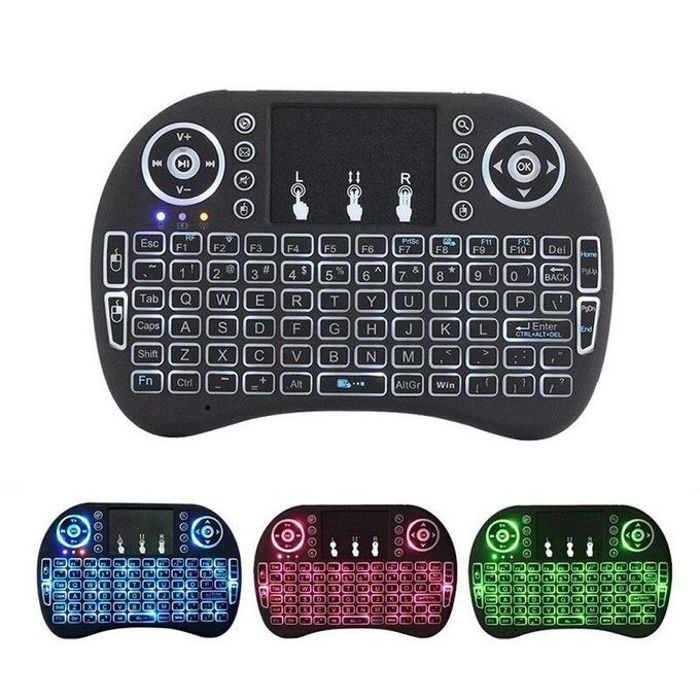 Mini clavier sans fil I8,rétroéclairage 2.4G,télécommande Air Mouse,tactile,déterminer pour Smart Android TV Box,PC