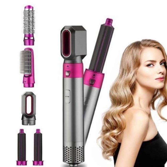 Brosse pour sèche-cheveux 5 en 1, avec peigne, style à Air chaud