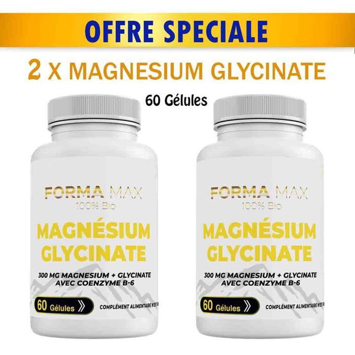 Pack 2 x boites de Magnésium Glycinate 60 Gélules 300 mg
