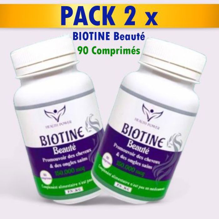 Pack 2 x boites de BIOTINE Beauté 90 comprimés 150,000 mcg