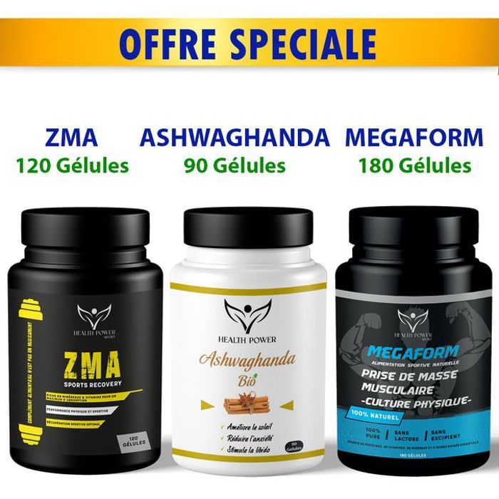 PACK = MEGAFORM 180 GELULES - Ashwagandha 90 Gélules - Zma 120 Gélules