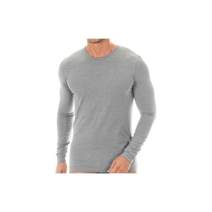 Sous-vêtement thermique - HOM - Manches longues - 100% coton - Confortable - Gris