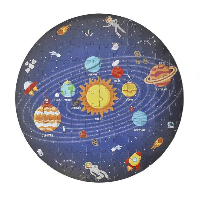 puzzle rond 100 pièces jeux 2 mômes système solaire