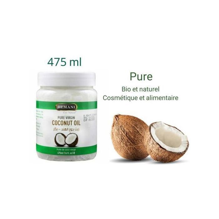 Hemani Huile coco vierge 100 % Bio / cosmétique et alimentaire / 475 ml