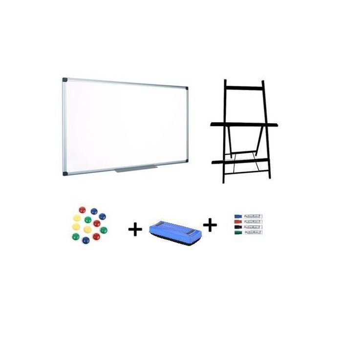 Ensemble Tableau BLANC magnetique blanc 90 x 60 cm Chevalier Marqueurs Brosse aimants