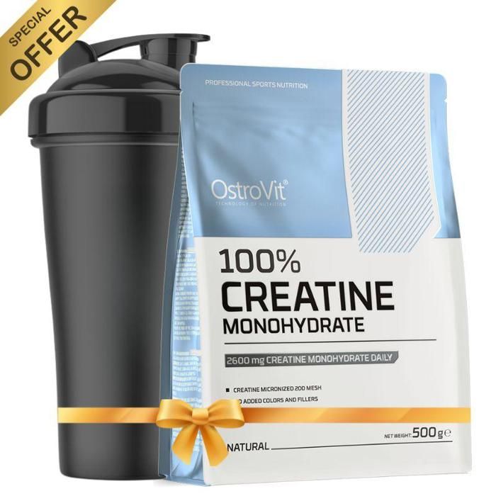 Creatine Monohydrate 500 g Naturel + Shaker Ostrovit 700ml Gratuit