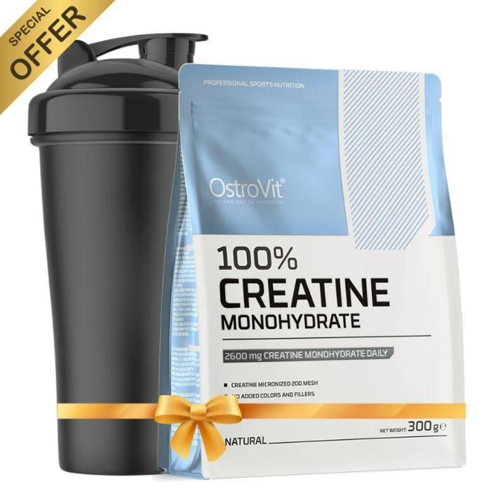 Creatine Monohydrate 300 g Naturel + Shaker Ostrovit 700ml Gratuit