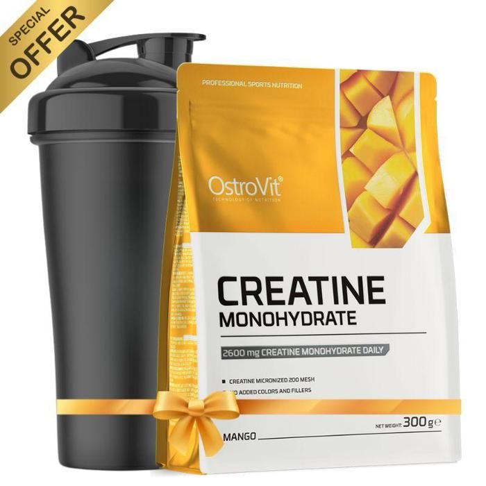 Creatine Monohydrate Micrenised 300 g Mangue + Shaker Ostrovit 700ml Gratuit